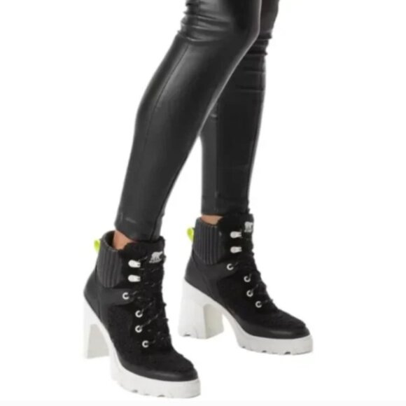 Sorel Women's Brex Heel Cozy Lace Booties Boots 9 Black Sea Salt GIFT NEW - Picture 9 of 9